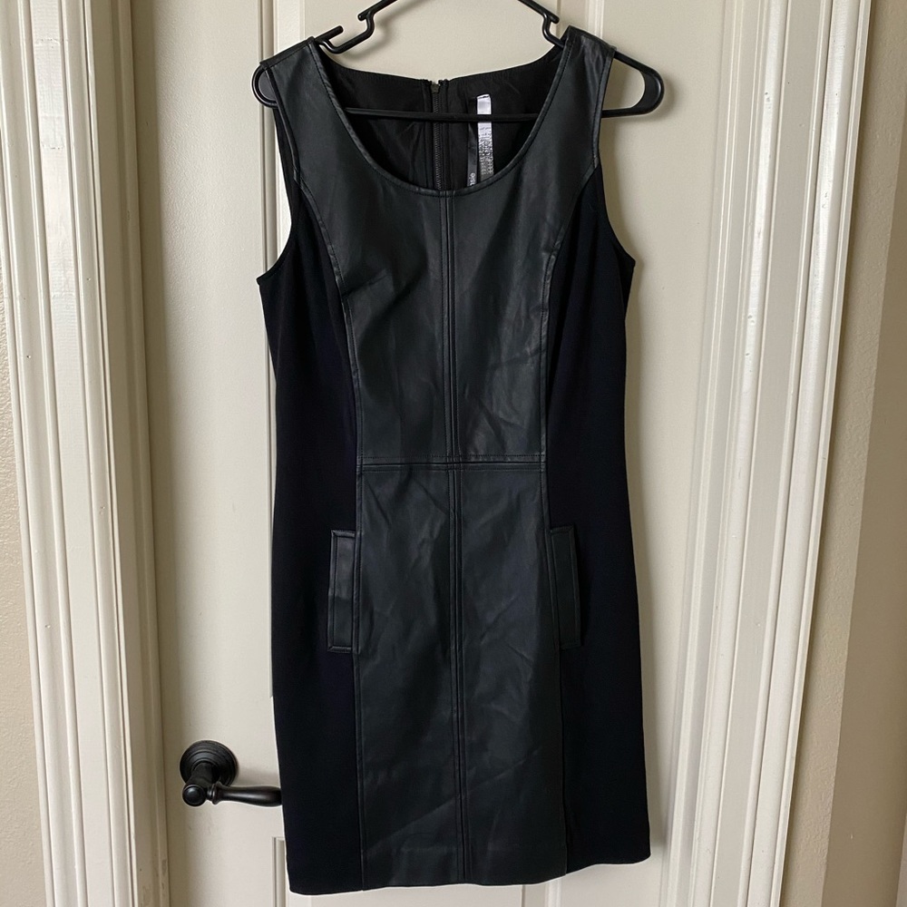 Kensie Faux Black Leather Dress pockets M